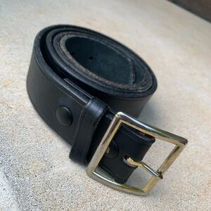 Boston Leather 6505 Black Wide Belt w/ Buckle size 44 USA